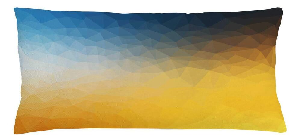 8422 Yellow and Blue Throw Pillow Cushion Cover, Abstract Polygon Style